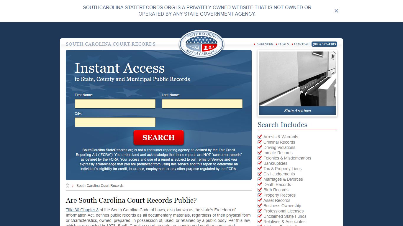 South Carolina Court Records | StateRecords.org